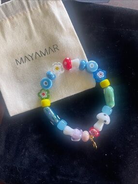 MAYAMAR Multicolor Glass Bead Charm Bracelet